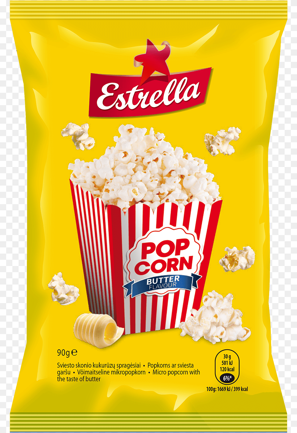 Estrella Butter Popcorn Estrella Popcorn, Food, Snack Png