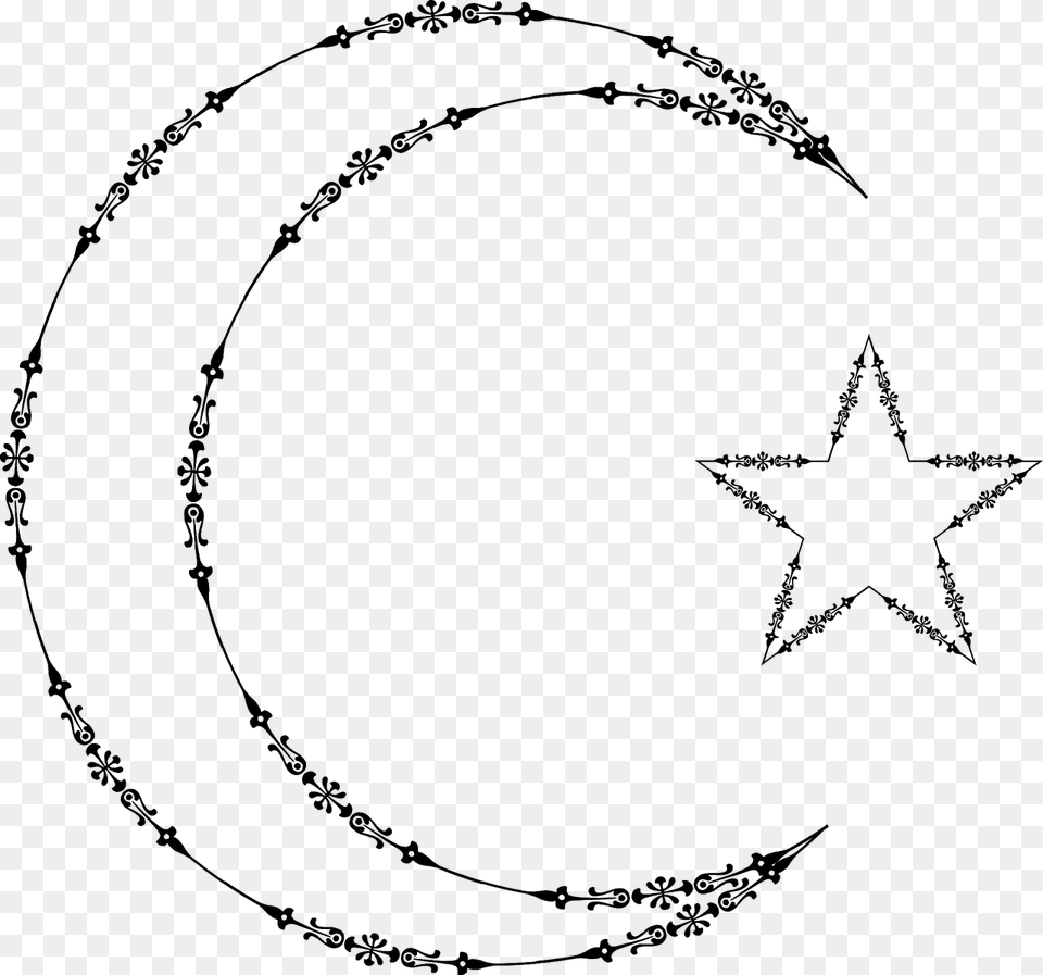 Estrella Con Luna Para Colorear Moon And Stars, Gray Free Png