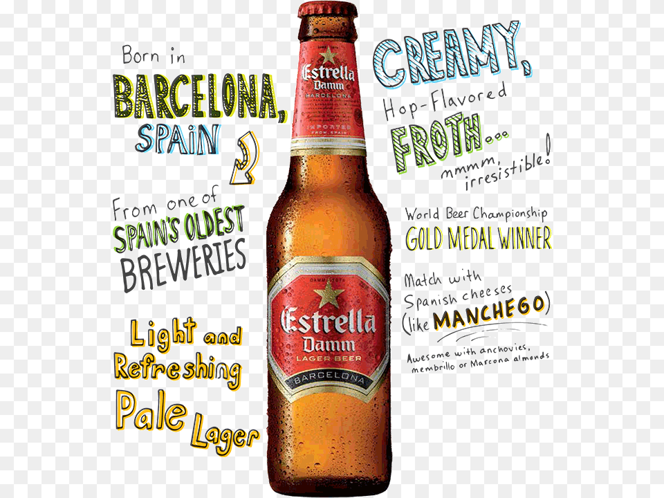 Estrella Damm, Alcohol, Beer, Beer Bottle, Beverage Free Png Download