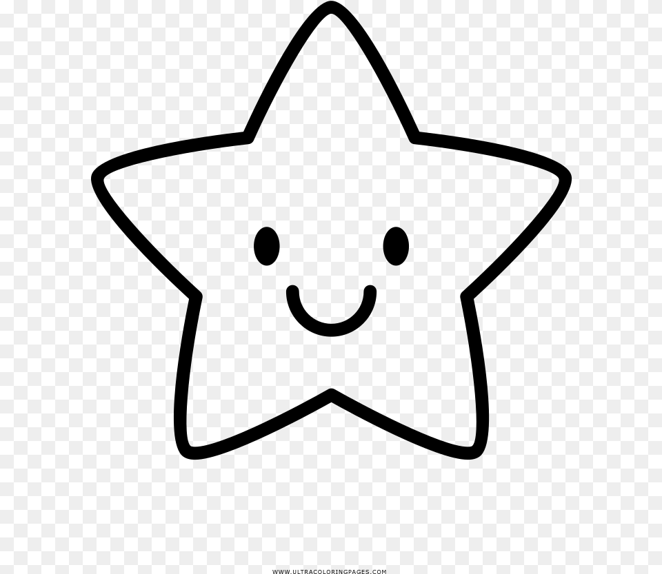 Estrella Pgina Para Colorear Smiling Star Clipart Black And White, Gray Free Png Download