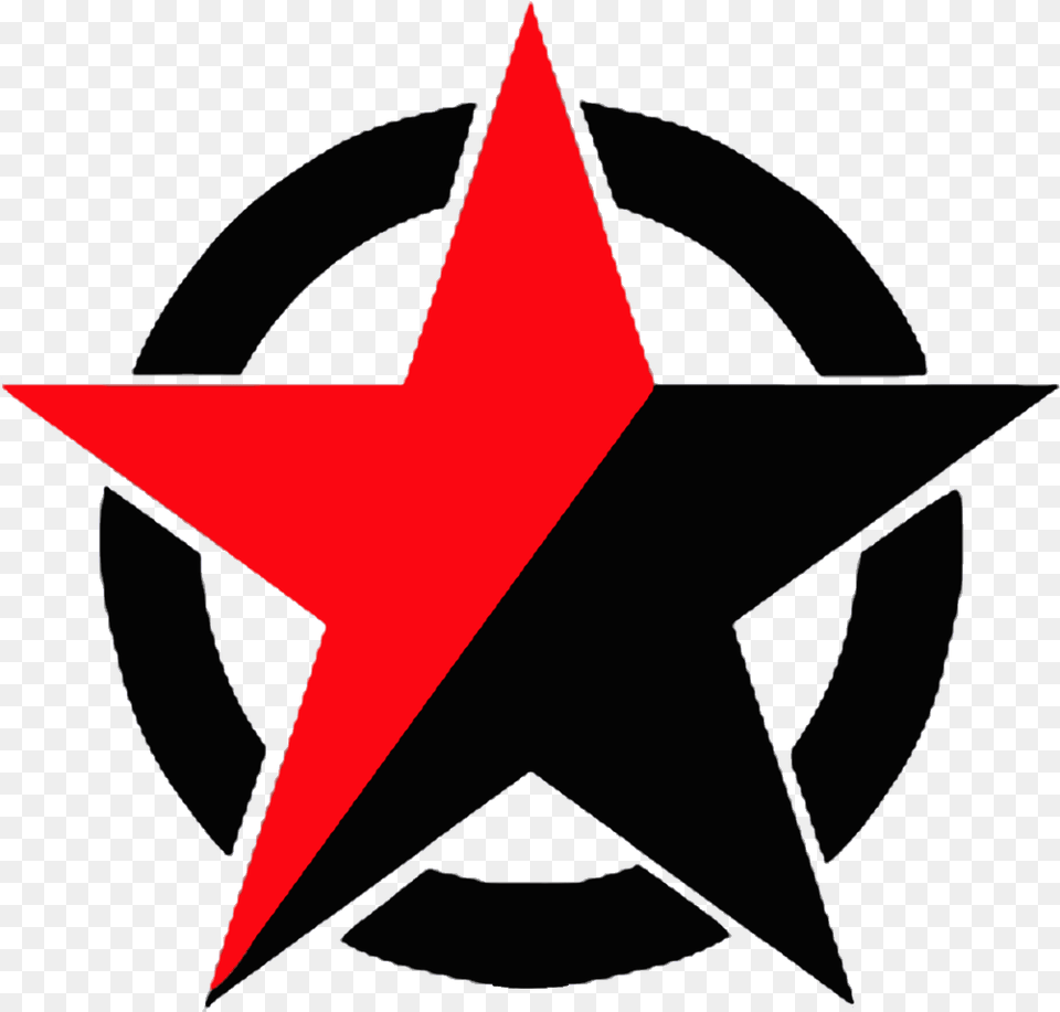 Estrella Roja Y Negra Con Crculo Black Red Star Revolution, Star Symbol, Symbol, Animal, Fish Free Png Download