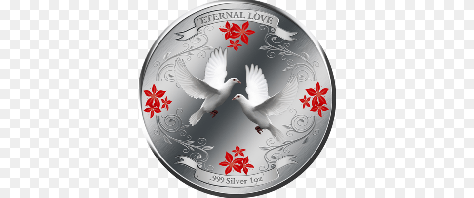 Eternal Love 2011 White Doves Proof Silver Coin 2 Niue Stock Dove, Animal, Bird, Money Free Png Download