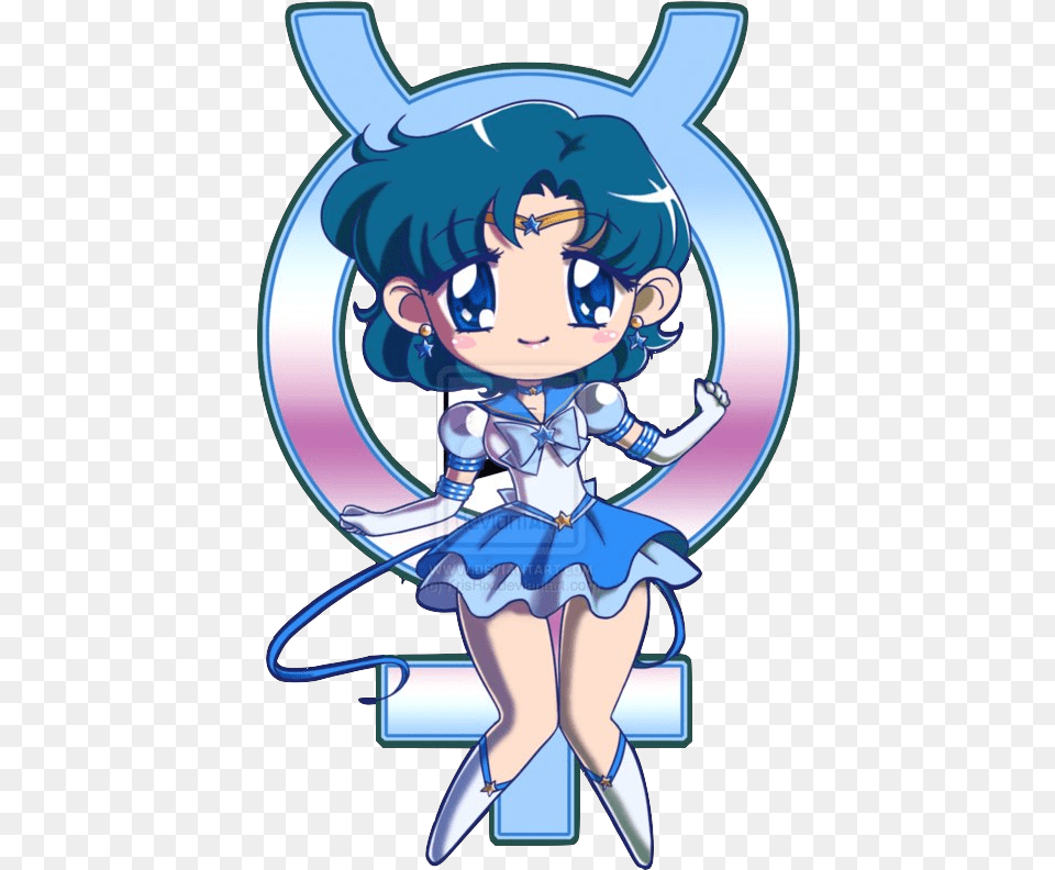Eternal Sailor Mercury Sailor Mercury Sailor Mercury Sailor Moon Chibi, Book, Comics, Publication, Person Free Transparent Png