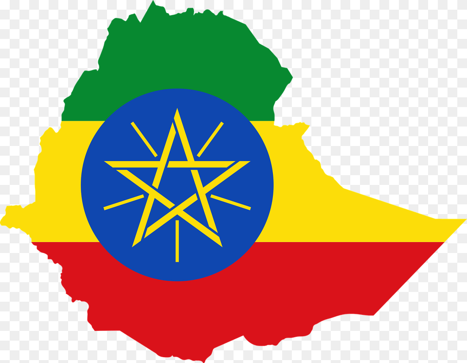Ethiopia Flag And Map, Star Symbol, Symbol, Person, Logo Png Image