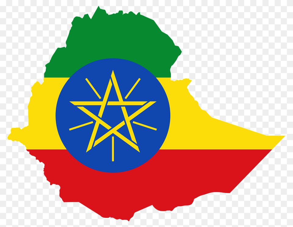 Ethiopia Flag Map Clipart, Star Symbol, Symbol, Logo, Dynamite Png
