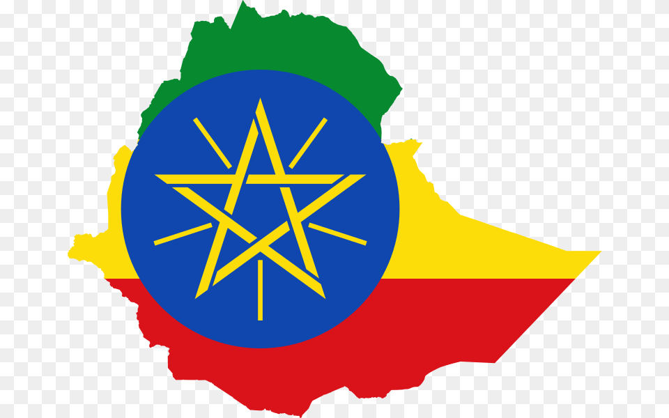 Ethiopia Flag Map Ethiopia Map With Flag, Star Symbol, Symbol, Person Png Image