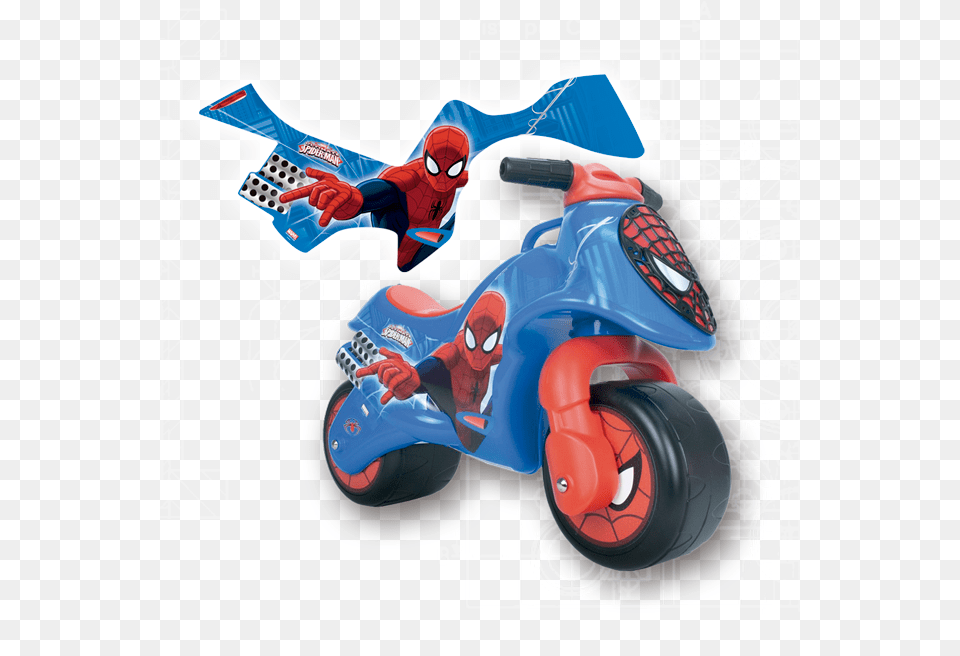 Etiquetas Iml Para Juguetes Injusa Foot To Floor Motorcycle Learn To Ride Spiderman, Machine, Wheel, Person, Transportation Free Transparent Png