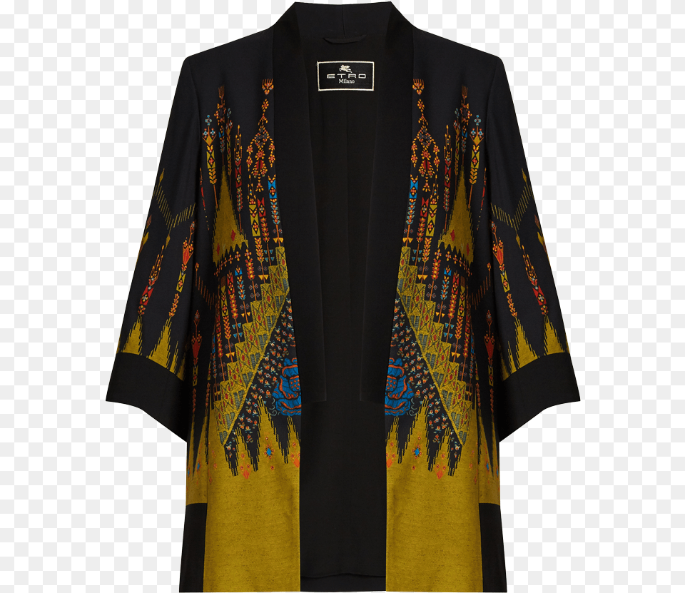 Etro Geometric Print Crepe Kimono Jacket Etro Beaded Necklace Purple One Size, Clothing, Dress, Fashion, Formal Wear Png