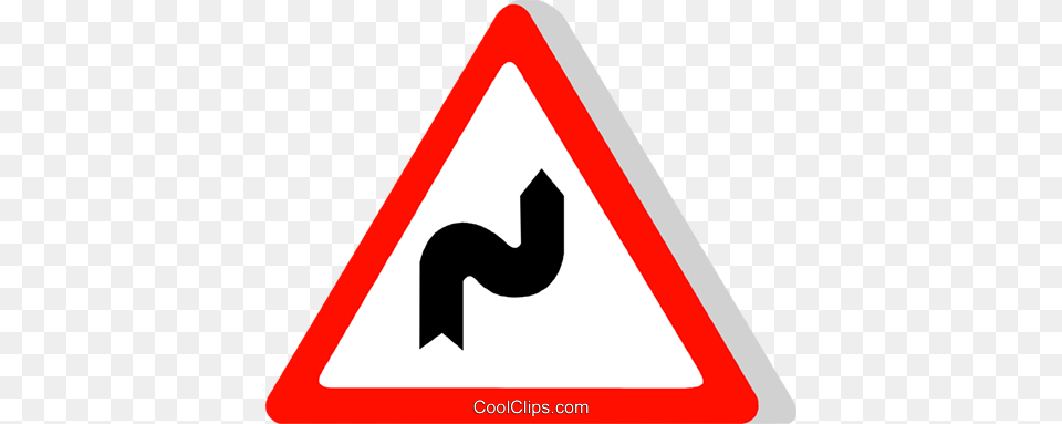 Eu Traffic Sign Double Bend Royalty Vector Clip Art, Symbol, Road Sign, Smoke Pipe Png Image