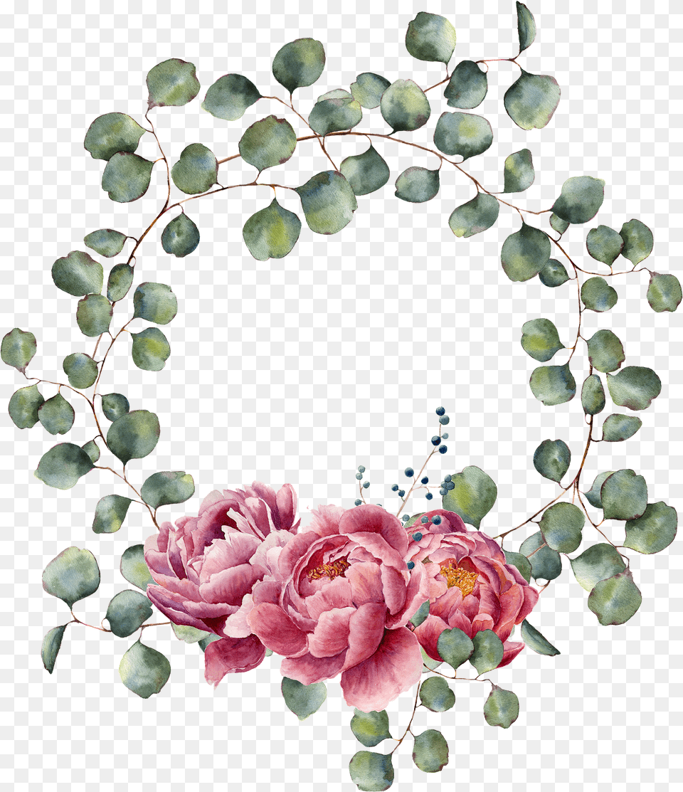 Eucalyptus Floral Wreath, Flower, Plant, Rose, Petal Free Transparent Png