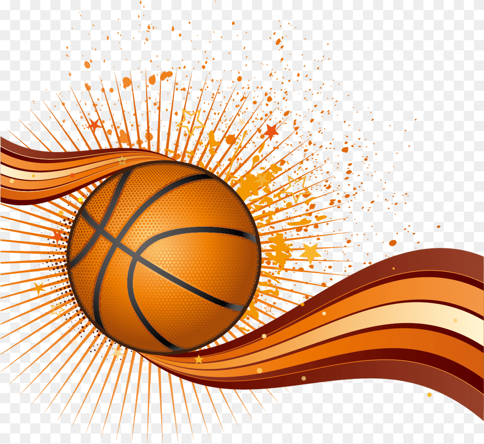 Euclidean And Watercolor Background Designs For Basketball, Ball, Basketball (ball), Sport, Art Free Png Download