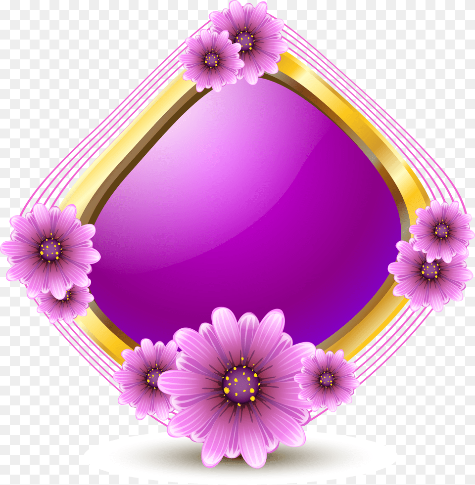 Euclidean Flowers Crystal Frame Material Transprent Vector Flower Border Perple, Petal, Plant, Purple, Chandelier Free Png Download