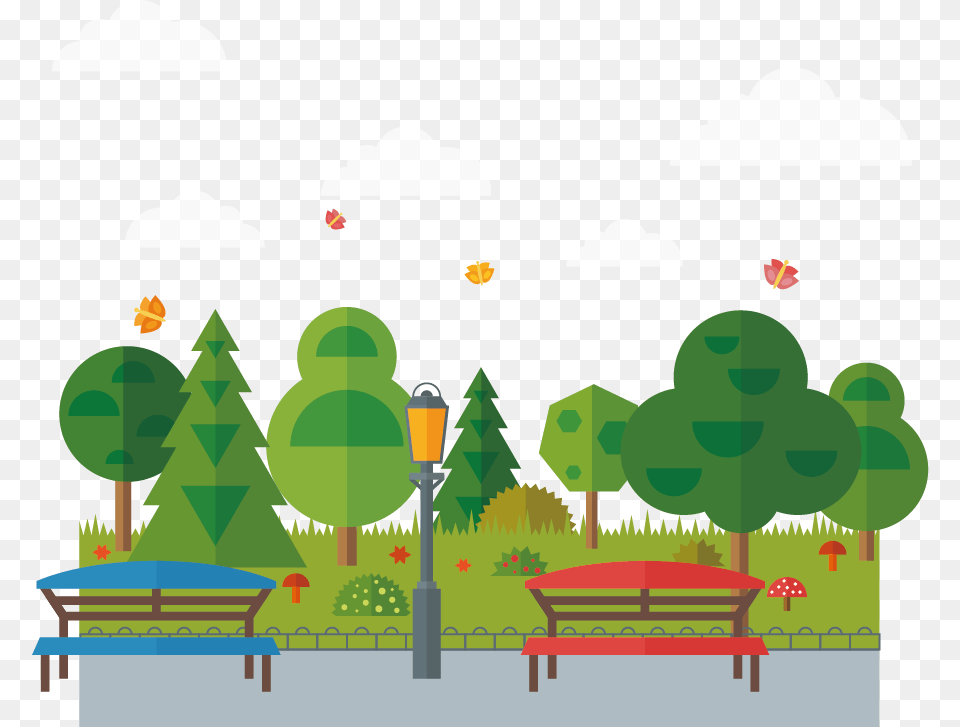 Euclidean Vector Cartoon Illustration, Bench, Furniture, Grass, Nature Png