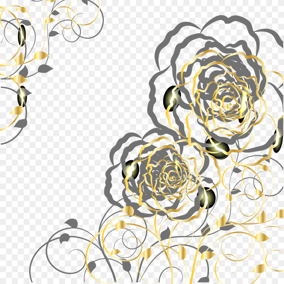 Euclidean Vector Gold Flower Yellow And Gray Flower, Art, Floral Design, Graphics, Pattern Free Transparent Png