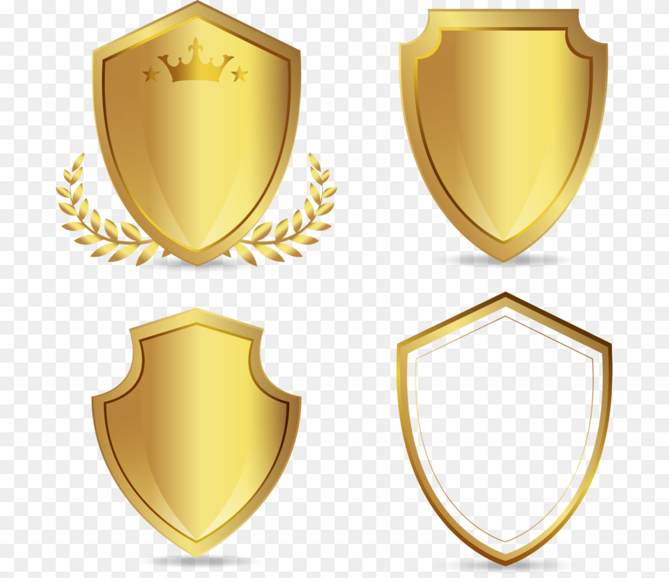 Euclidean Vector Golden Shield Hand Painted Transparent Escudo Dourado Vetor, Armor Free Png Download