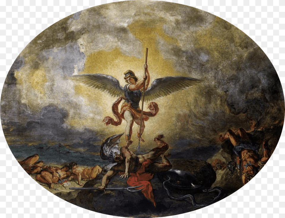 Eugne Delacroix San Michele Che Sconfigge Il Demonio Saint Michael Slaying Dragon, Art, Painting, Person, Angel Free Transparent Png