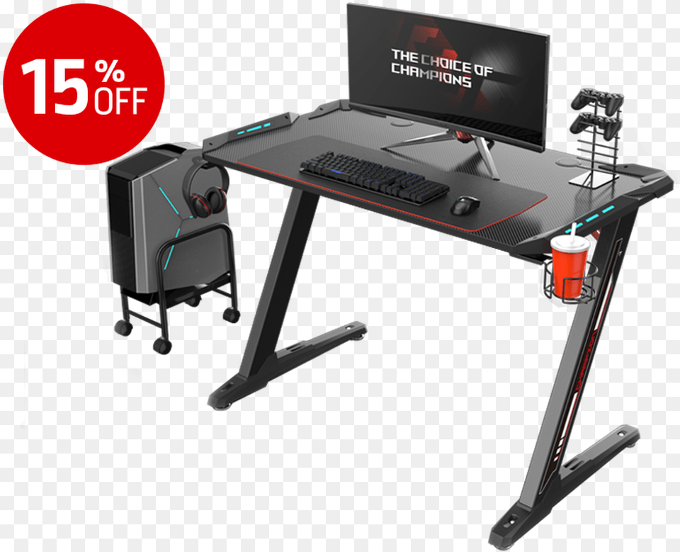 Eureka Ergonomic Z1 S Gaming Desk With Led Lights Eureka Ergonomic Gaming Desk, Computer, Furniture, Electronics, Table Free Png Download