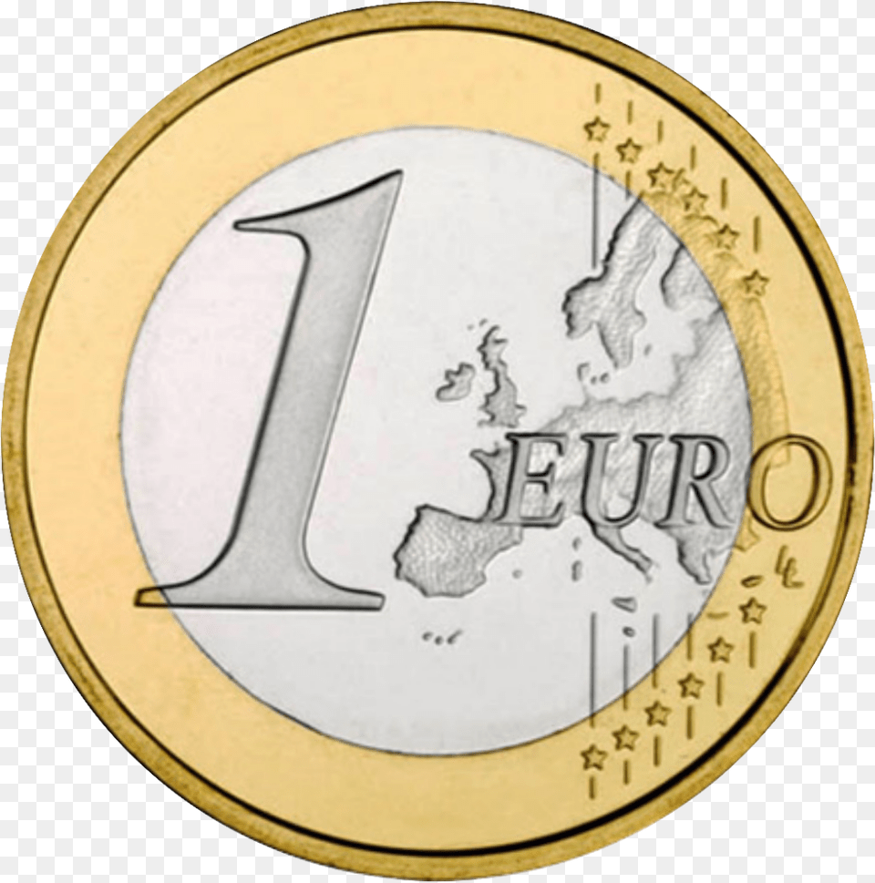 Euro 1euro Moneda Coin Heads Or Tails Euro, Money, Number, Symbol, Text Free Png Download