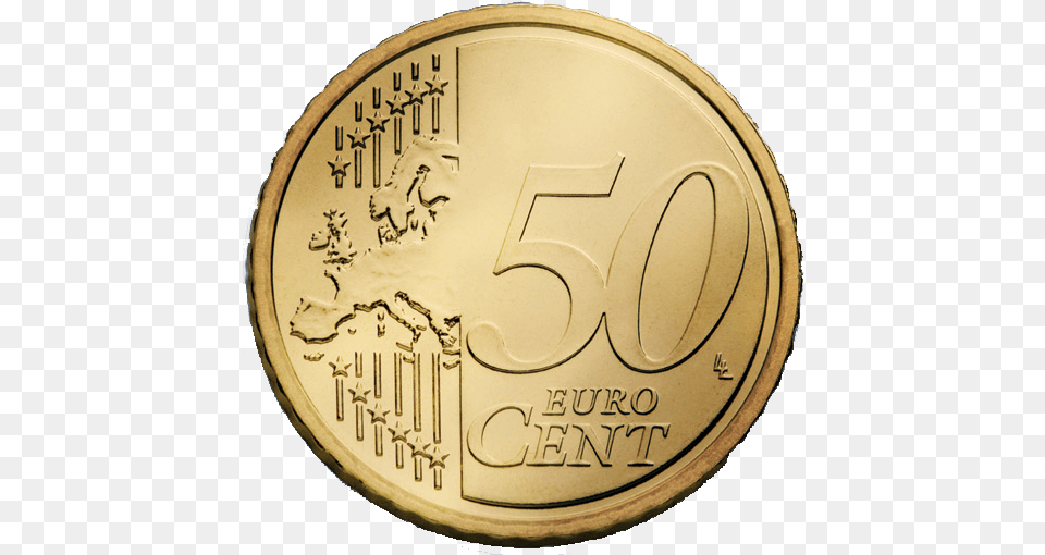 Euro 50 Cent 0 50 Euro Cent, Coin, Gold, Money, Disk Free Png