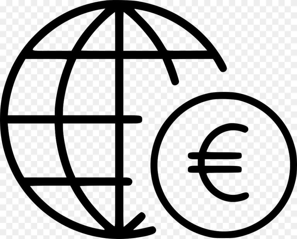 Euro Finance Globe Global Worldwide Web Icon, Stencil Png Image
