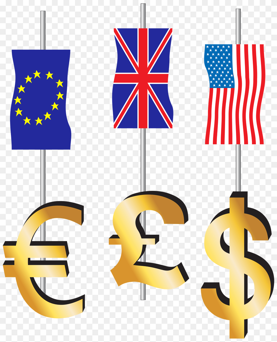 Euro Pound Dollar Signs And Flags Clipart, American Flag, Flag Png Image