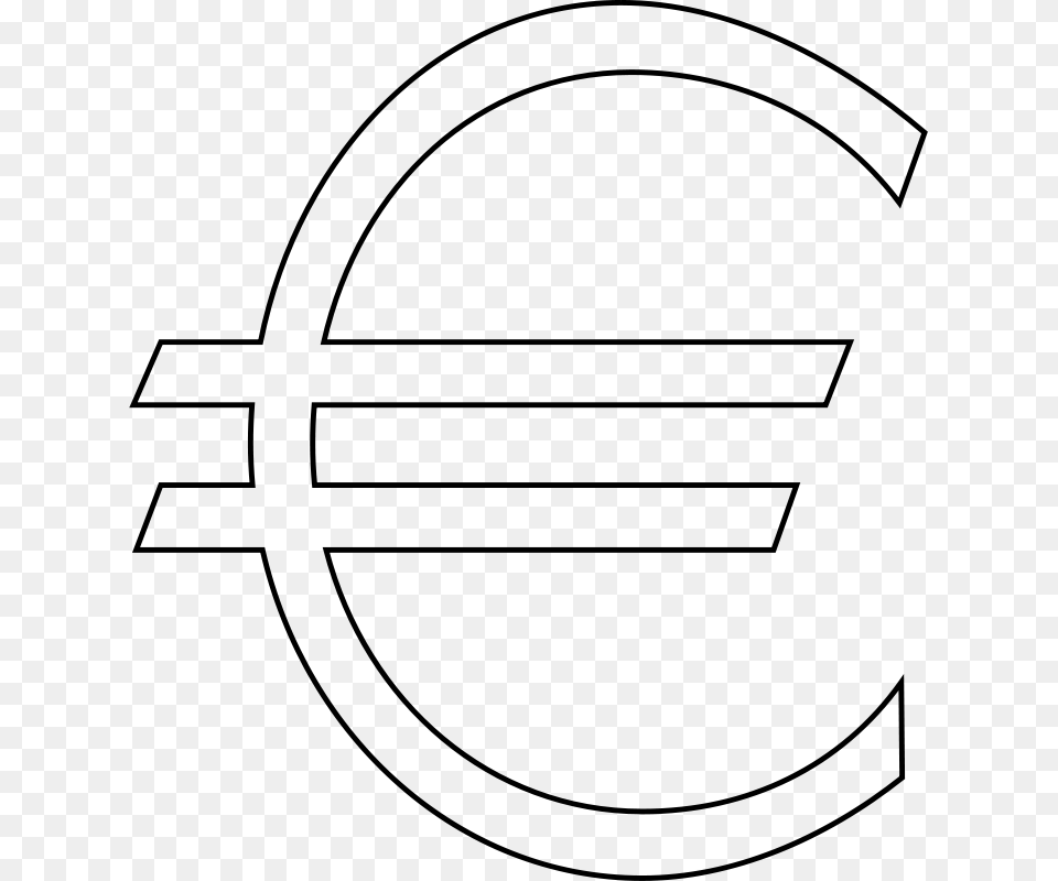 Euro Sign Outline, Gray Png Image