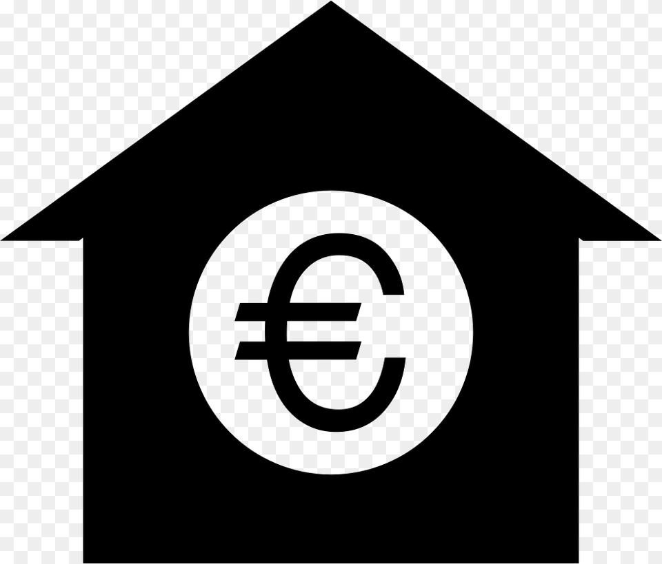 Euro Symbol On House Comments House Icon Money, Stencil, Cross Free Png Download