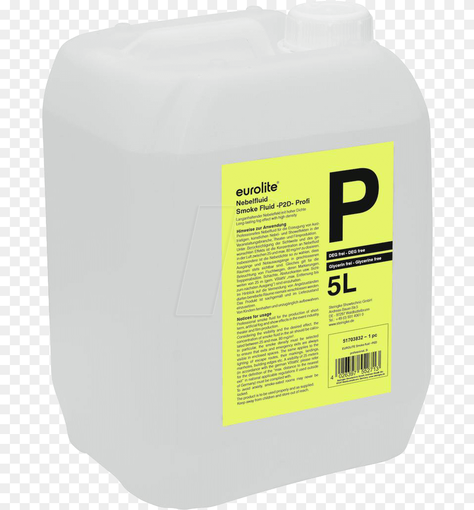 Eurolite Smoke Fluid P2d Professional 5l Fog Juice Eurolite P2d 1 L, Jug, Water Jug Free Png