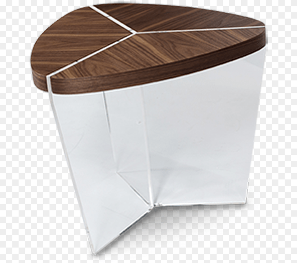 European Modern Clear Base Walnut Triangular Top End Table Coffee Table, Furniture, Wood, Reception, Mailbox Free Transparent Png