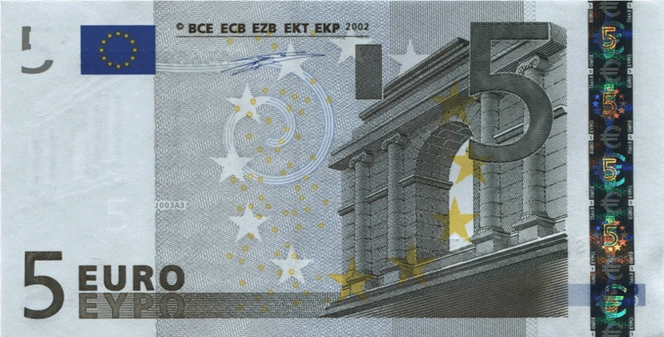 European Union 5 Euro 5 Euro Back, Architecture, Building, Money Png Image