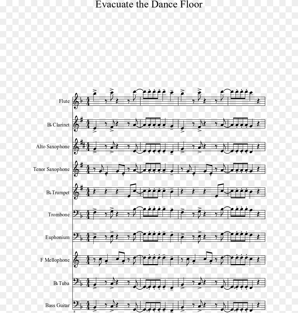 Evacuate The Dance Floor Sheet Music 1 Of 2 Pages 20th Century Fox Fanfare Partitura, Gray Free Png Download