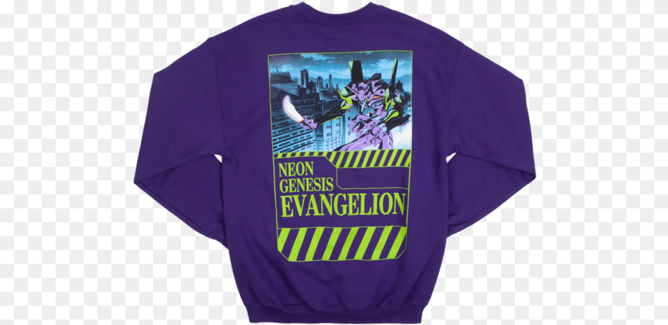 Evangelion Eva Purple Sweatshirt Graphic Design, Clothing, T-shirt, Knitwear, Sweater Png Image