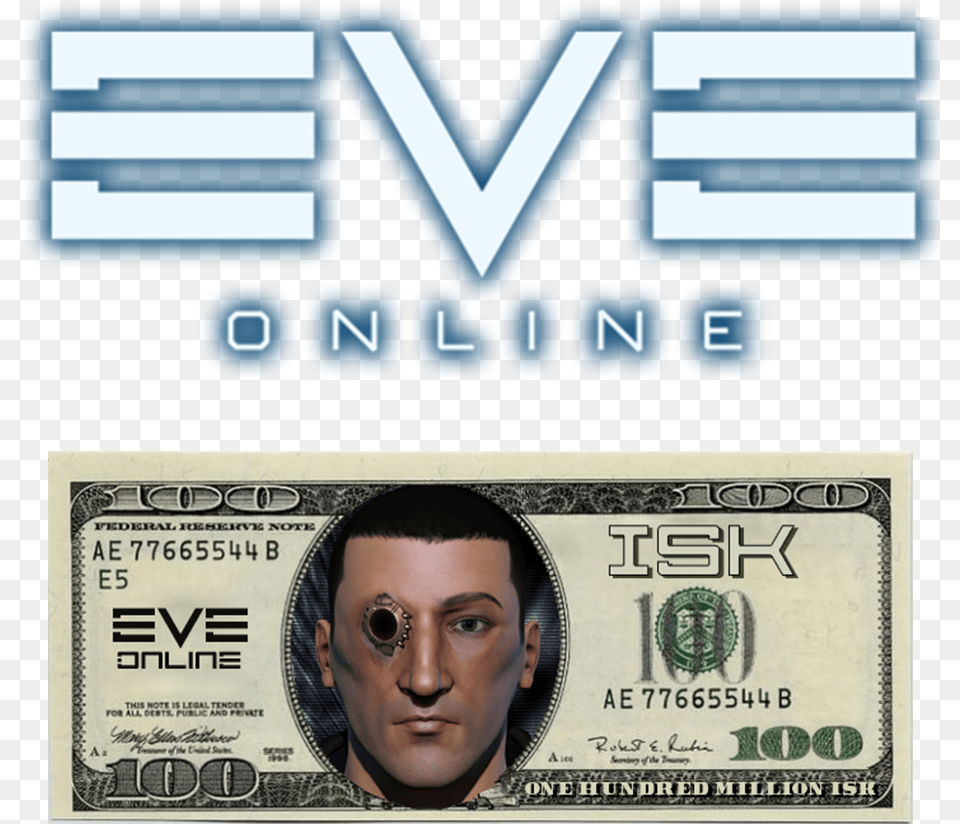 Eve Online Isk 100 Dollars Bill, Adult, Male, Man, Person Png