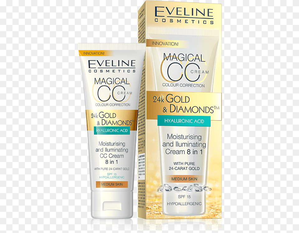 Eveline Moisturising And Iluminating Cc Cream 8 In Eveline Magical Cc, Bottle, Cosmetics, Sunscreen, Lotion Png