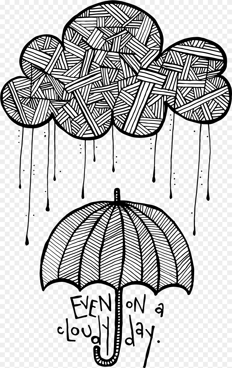 Even On A Cloudy Day Draw Cloudy Day, Art, Canopy, Umbrella, Drawing Free Png Download