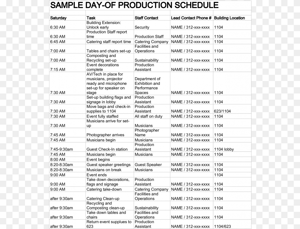 Event Production Schedule Template, Page, Text, Menu Png Image