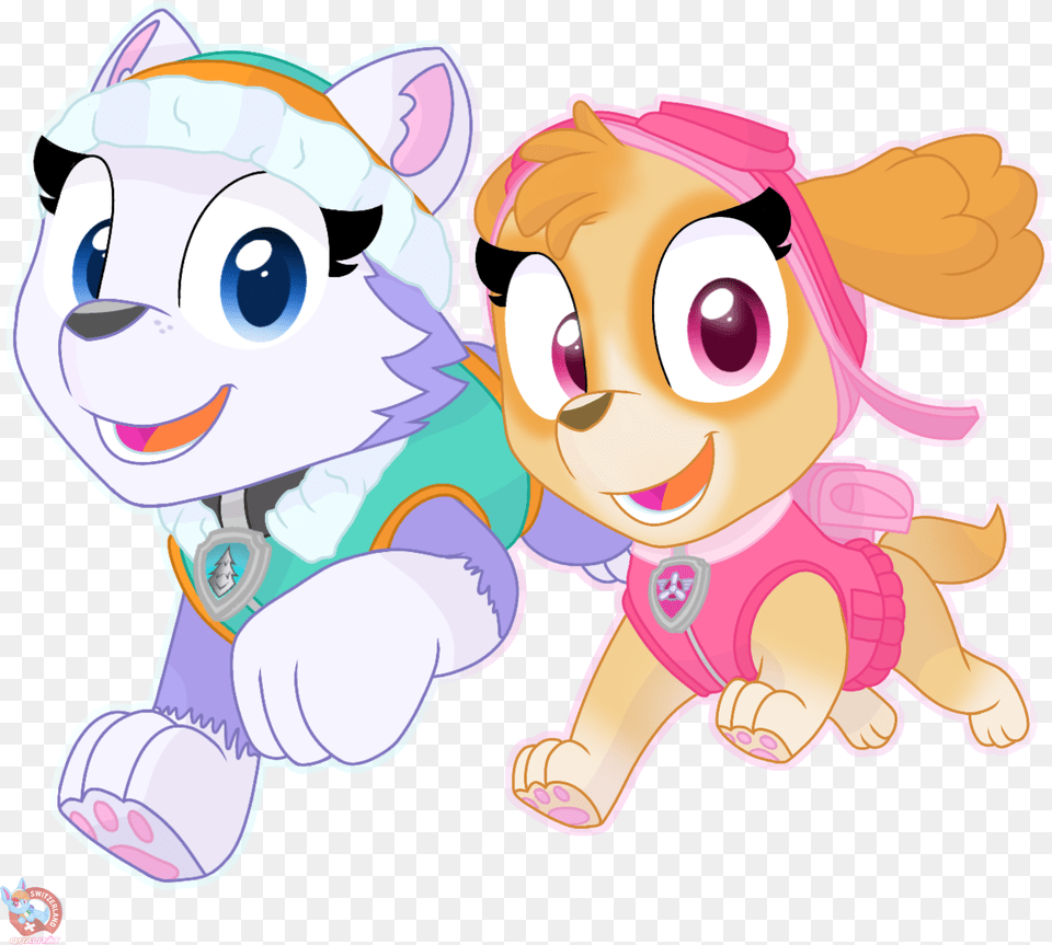 Everest And Skye Vector Paw Patrol Paw Patrol Rainbow Eevee, Baby, Person, Face, Head Png