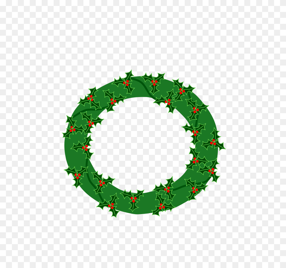 Evergreen Wreath With Large Holly Large Size, Green, Plant, Pattern Free Png Download