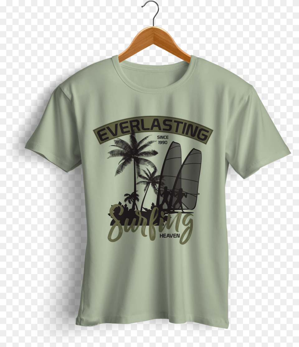 Everlasting Surfing Heaven Typography T Shirt Design By Palm Trees Clip Art, Clothing, T-shirt Free Png