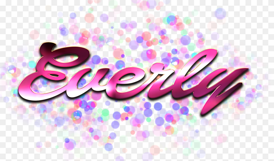 Everly Name Logo Bokeh, Art, Graphics, Purple, Paper Png Image
