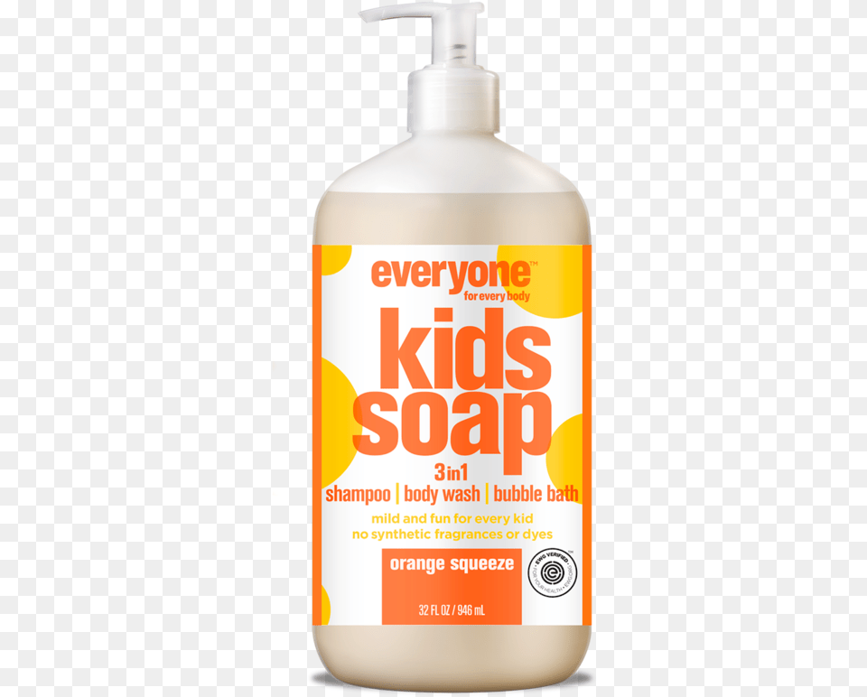 Everyone Soap For Every Kid Orange Squeeze 32 Ounce, Bottle, Lotion, Cosmetics, Sunscreen Free Png