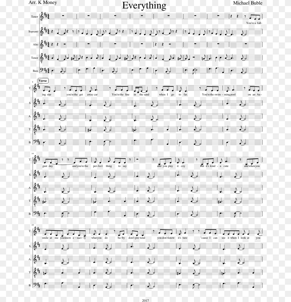 Everything Sheet Music Composed By Michael Buble 1 Swagger, Gray Free Png Download