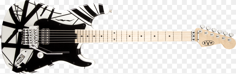 Evh Striped Series White With Black Stripes Evh Striped Series Electric Guitar White Black, Electric Guitar, Musical Instrument, Bass Guitar Png