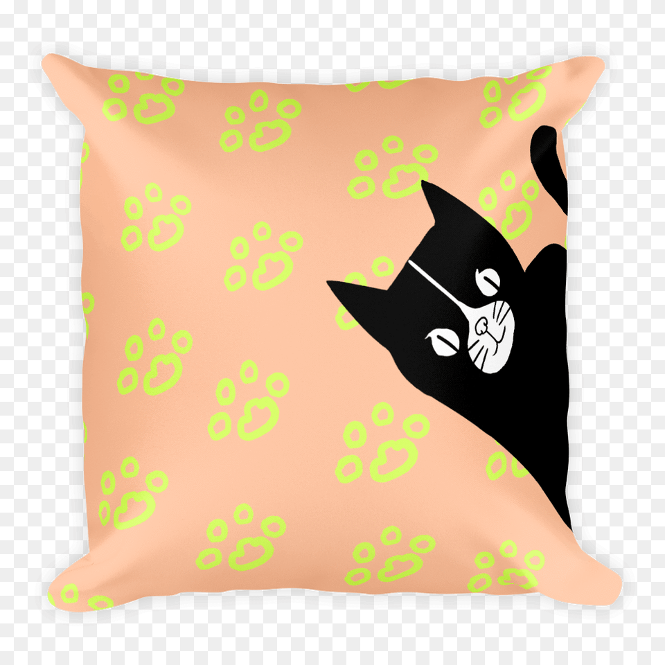 Evil Cat Paw Prints Lime Square Pillow Fun Throw Pillow Transparent Background, Cushion, Home Decor, Diaper Free Png