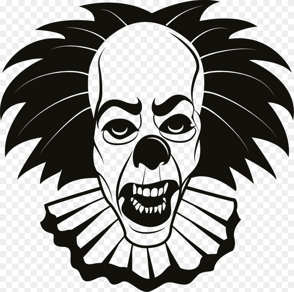 Evil Clown Monochrome Clipart, Person, Face, Head, Emblem Png Image