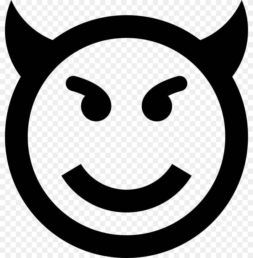 Evil Comments Evil Emoji Black And White, Stencil, Symbol Png Image
