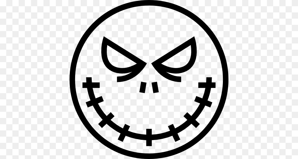 Evil Halloween Circular Scary Face Outline, Stencil, Emblem, Symbol Free Png Download