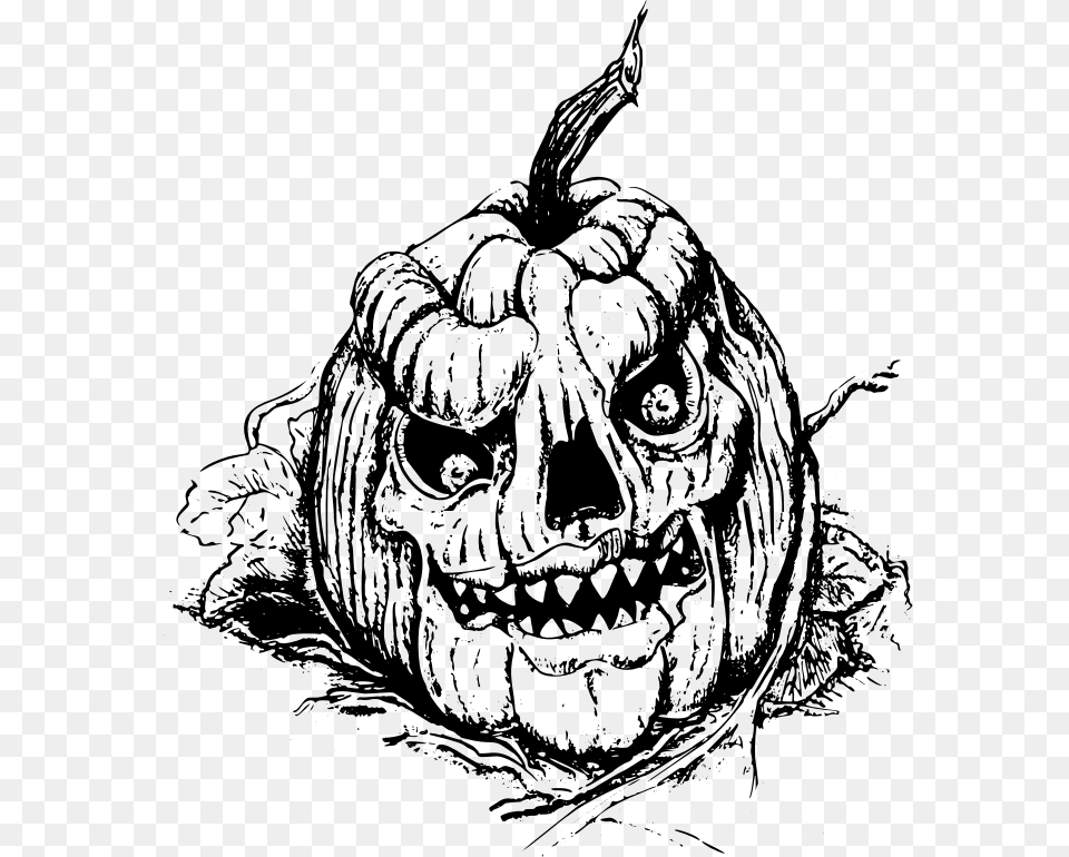 Evil Jack O Lantern, Gray Png