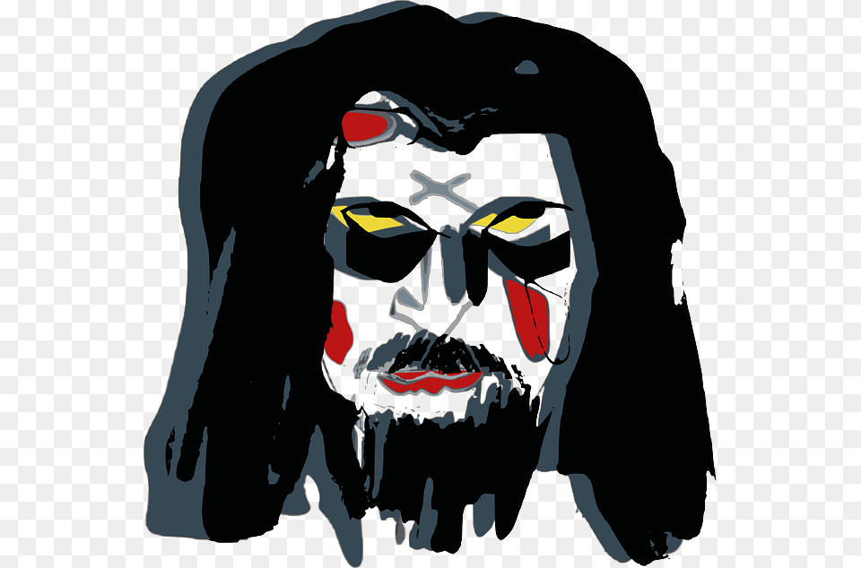 Evil Mask Face War Paint Raggery Clown Devil Transparent War Paint Face, Stencil, Art, Adult, Male Free Png Download