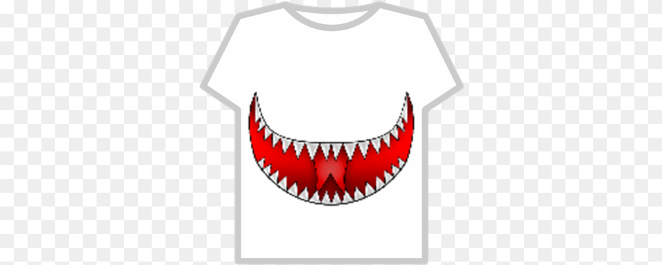 Evil Mouth Roblox T Shirt Mouth, T-shirt, Clothing, Teeth, Person Png Image